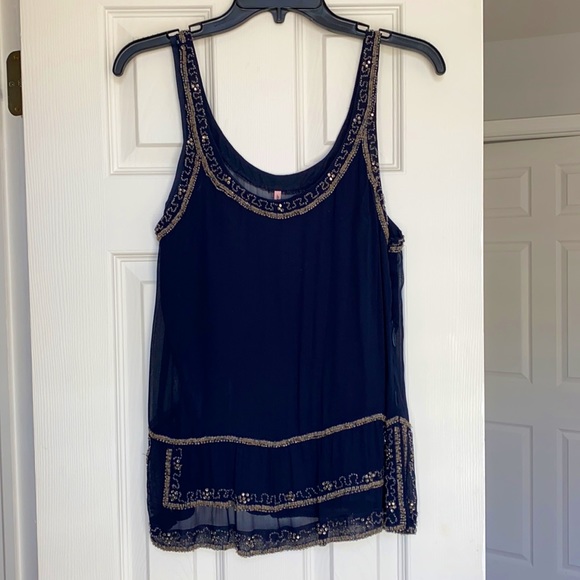 Navy sleeveless top sequins - Picture 7 of 7